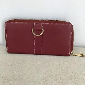 Talbots Women’s Leather Continental Long Zip Wallet Red